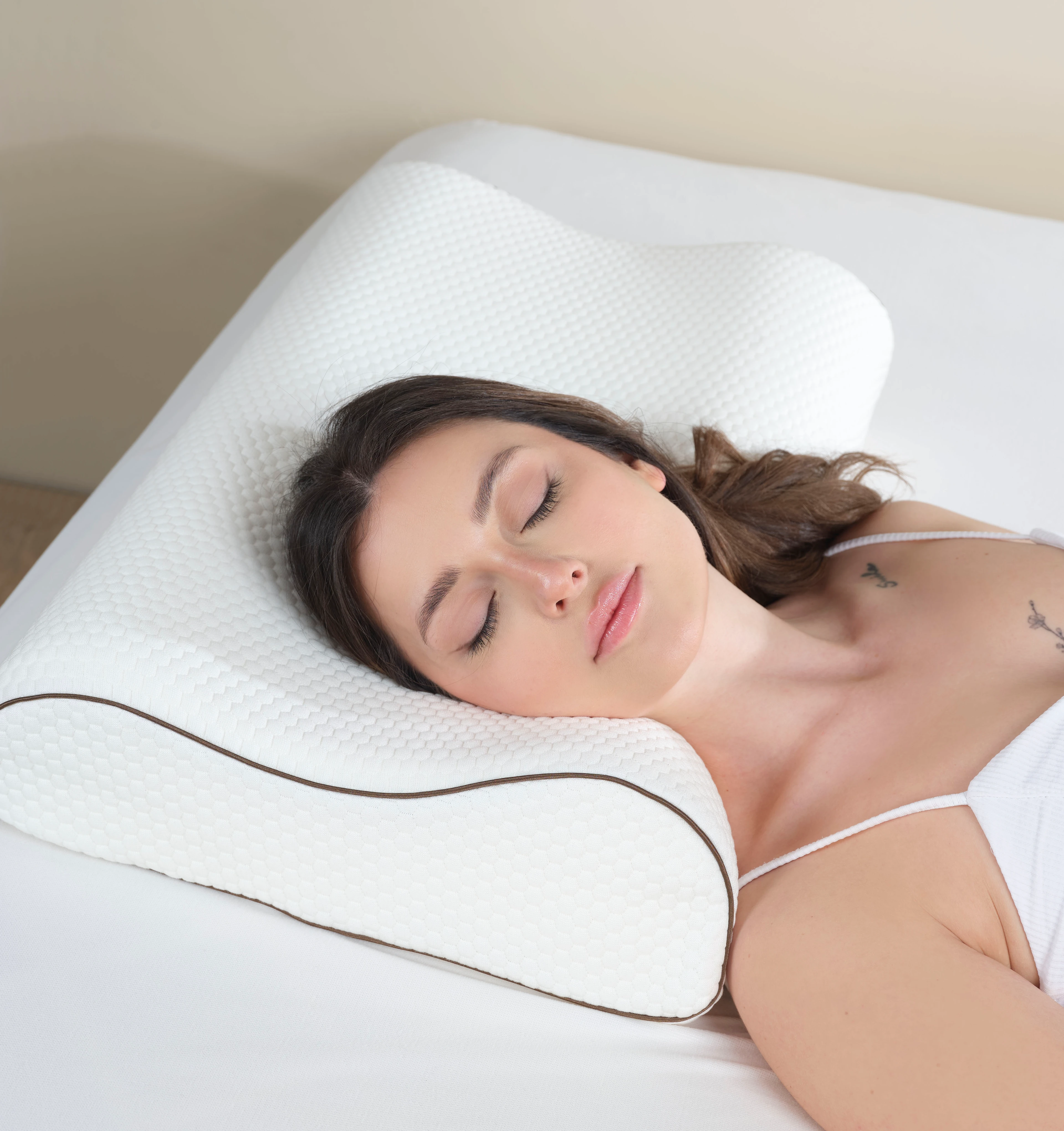 Çift Taraflı Yüksek Boyun Destekli Yastık Visco Yastık - 60x40x14-12cm 1450 Gram