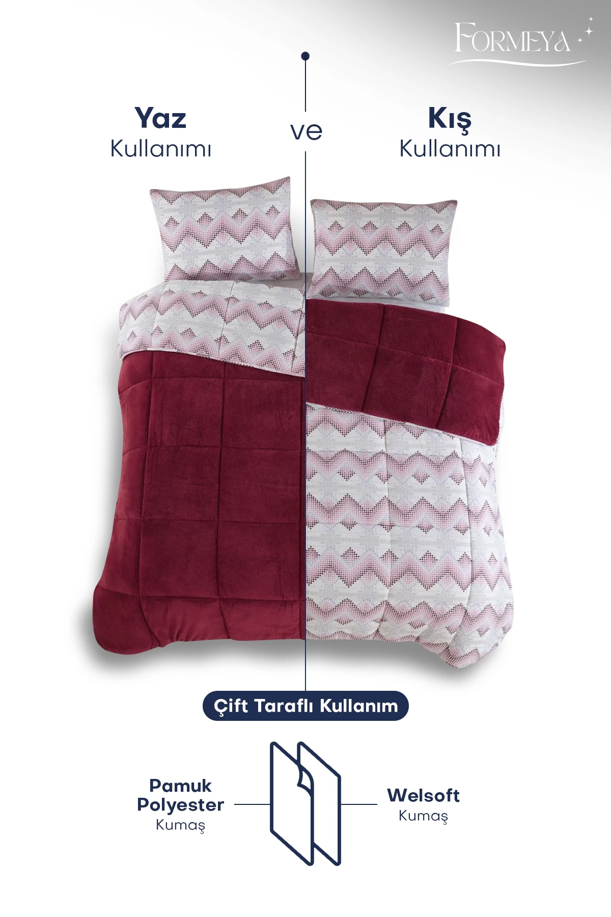 Battal Boy Lüx Wellsoft Yorgan Çift Taraflı Yastık Kılıflı 215x235 cm Yorgan + Yastık Kılıfı Set
