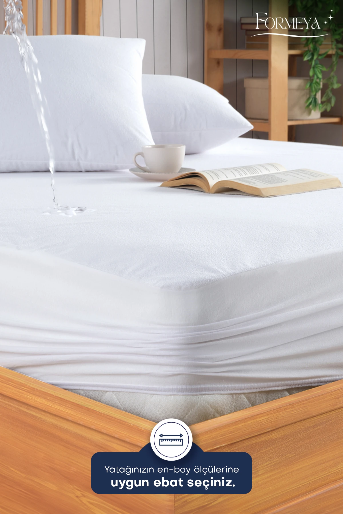 Mikro Fitted Full Kenar Sıvı Geçirmez Yatak Koruyucu Alez (15 Ebat) - Beyaz