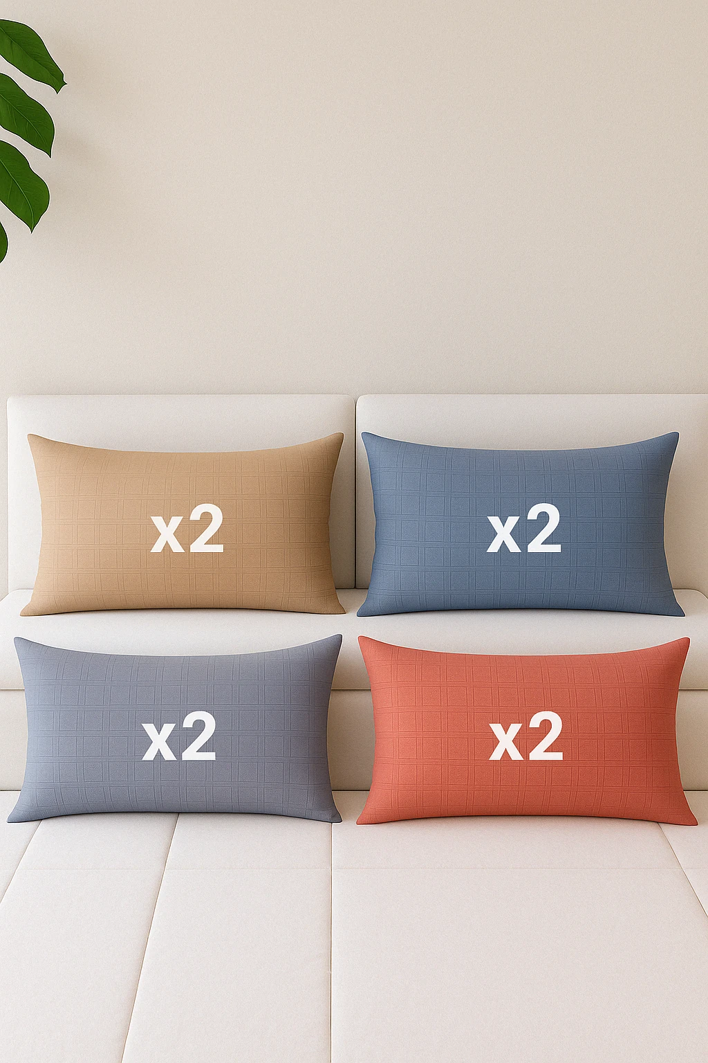 8 Adet Kapaklı 4 Farklı Renk Yastık Kılıfı 50 x 70 cm