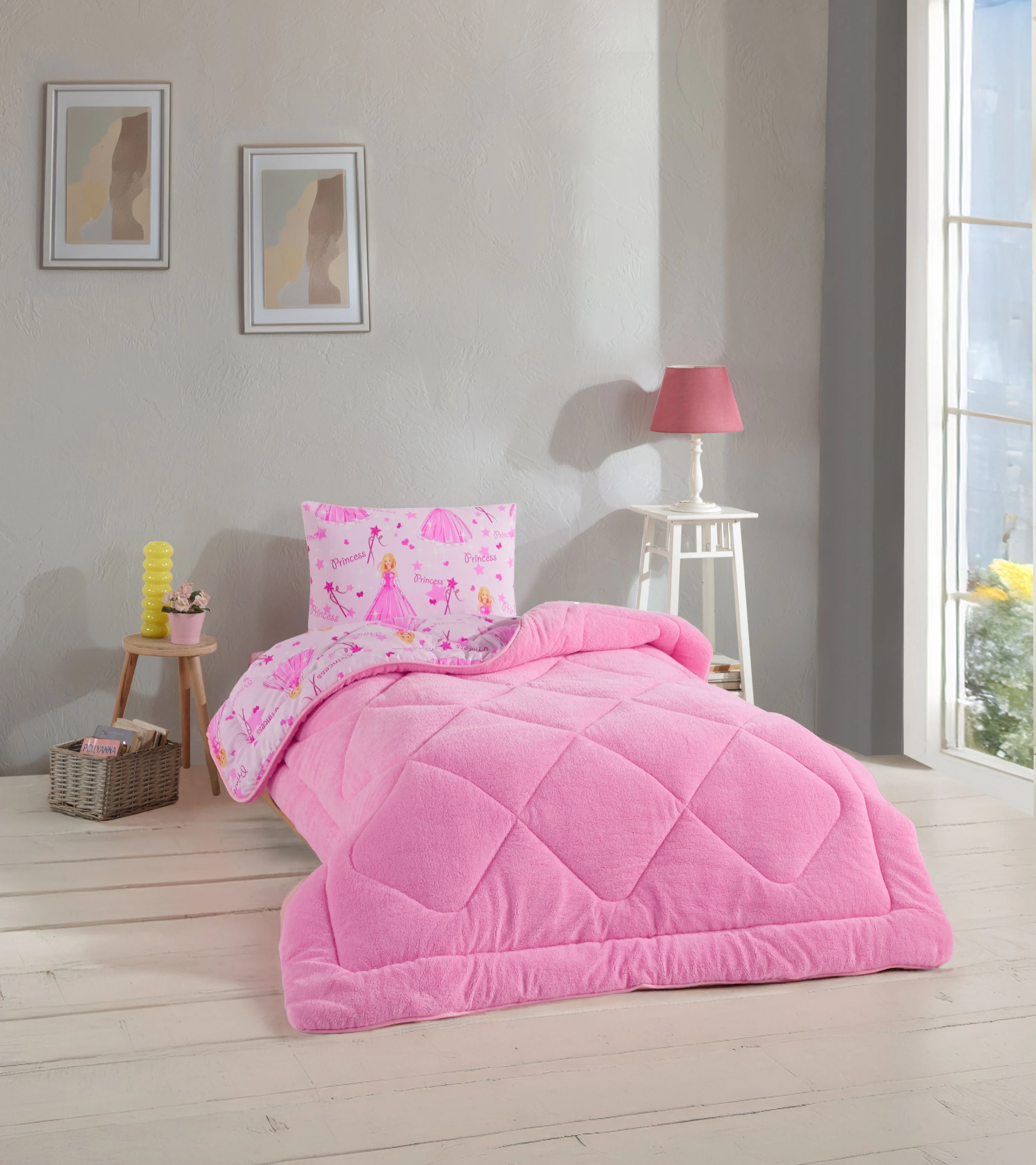 Princess Desenli Tek Kişilik Çift Taraflı Wellsoft Yorgan ve Yastık Kılıfı Seti (Çarşafsız)