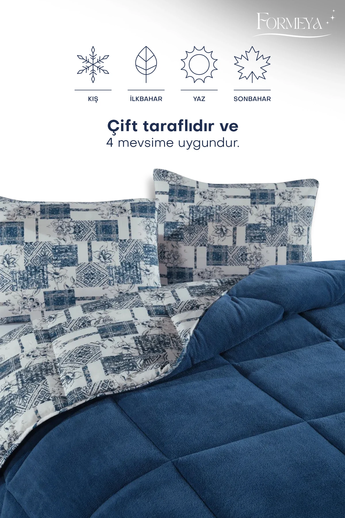 Çift Kişilik Lüx Wellsoft Yorgan Çift Taraflı Yastık Kılıflı 195x215 cm Yorgan + Yastık Kılıfı Set