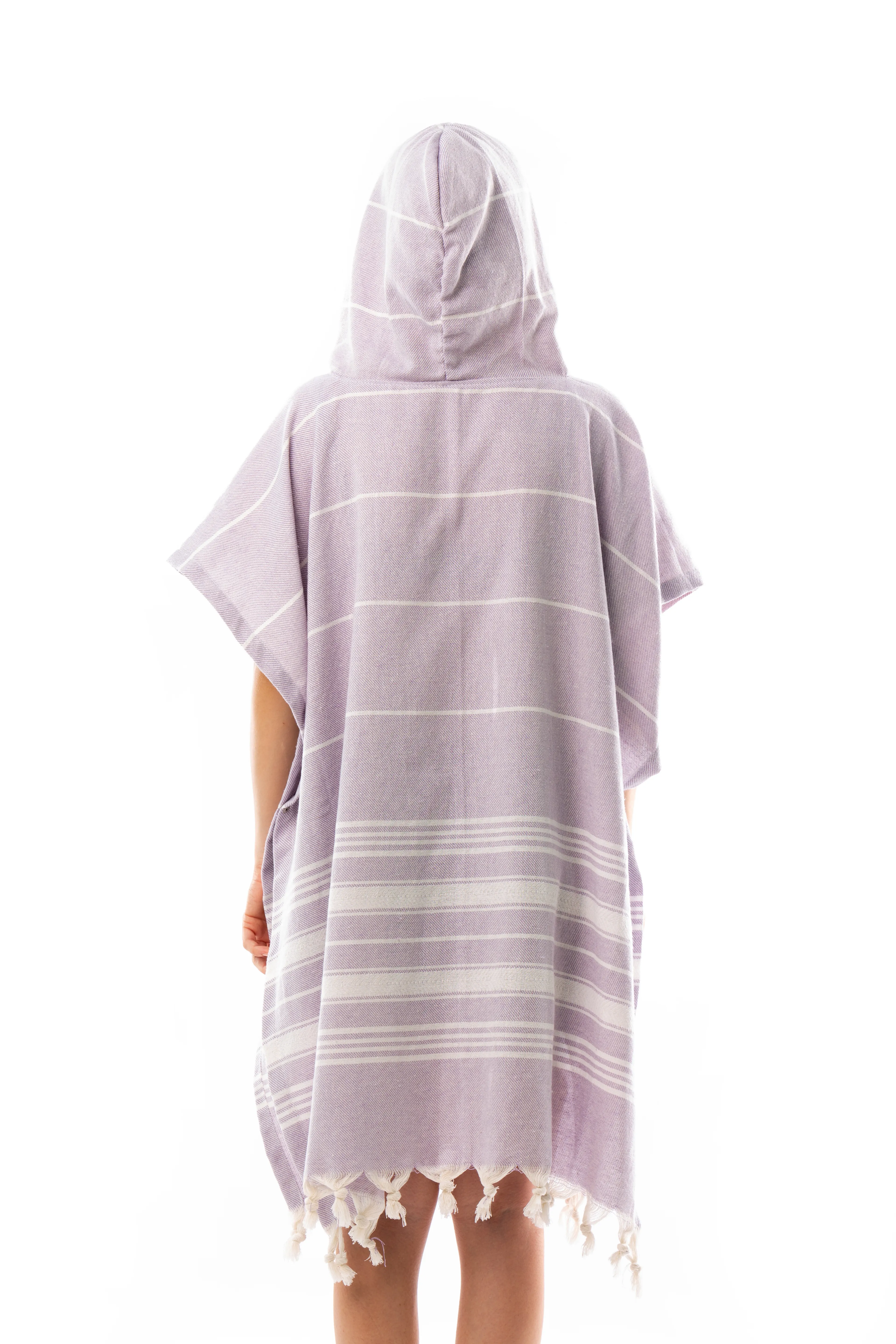 Pamuklu Yetişkin Peştamal Panço Bornoz Plaj Havlusu Lila