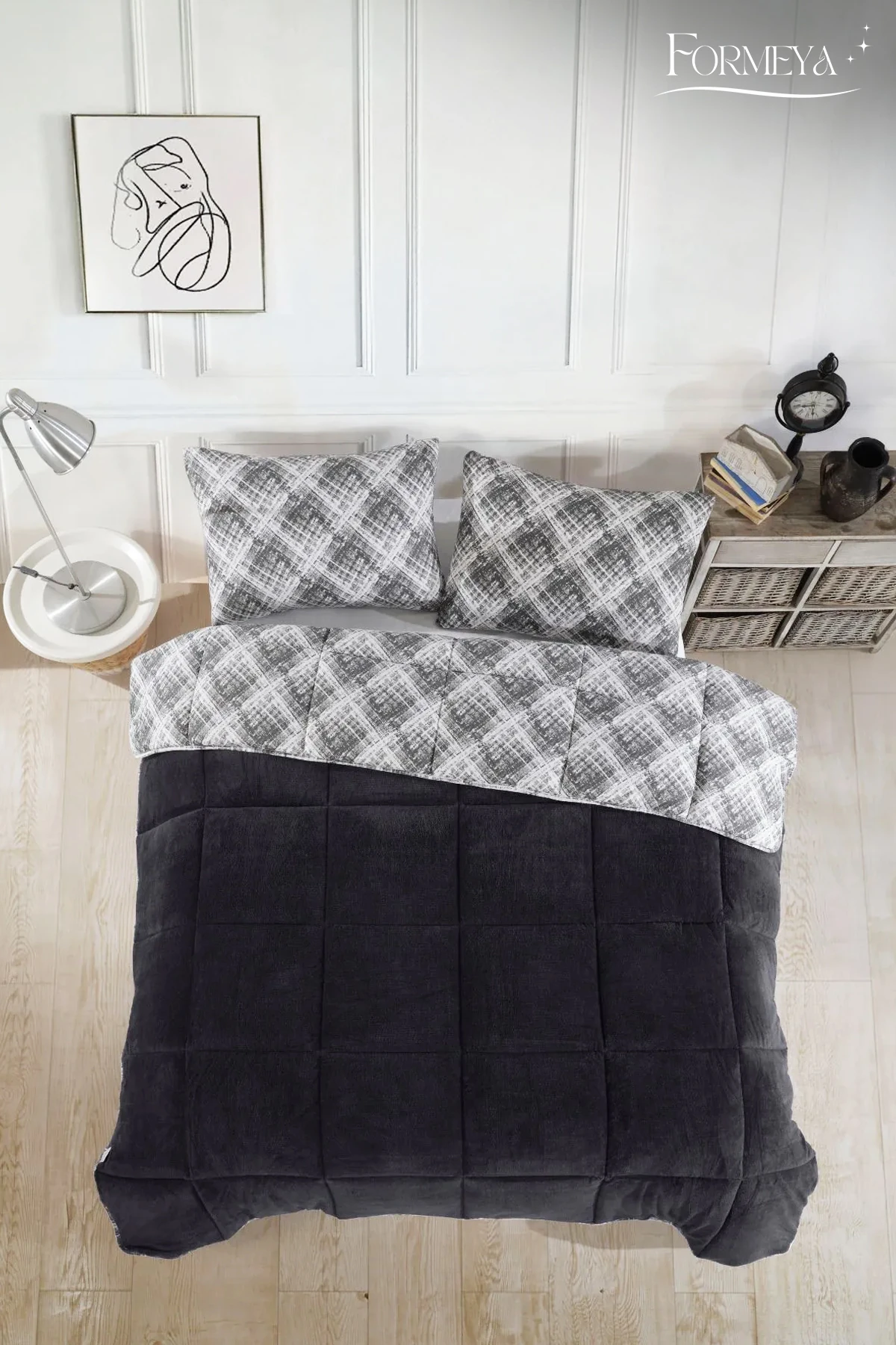 Çift Kişilik Lüx Wellsoft Yorgan Çift Taraflı Yastık Kılıflı 195x215 cm Yorgan + Yastık Kılıfı Set