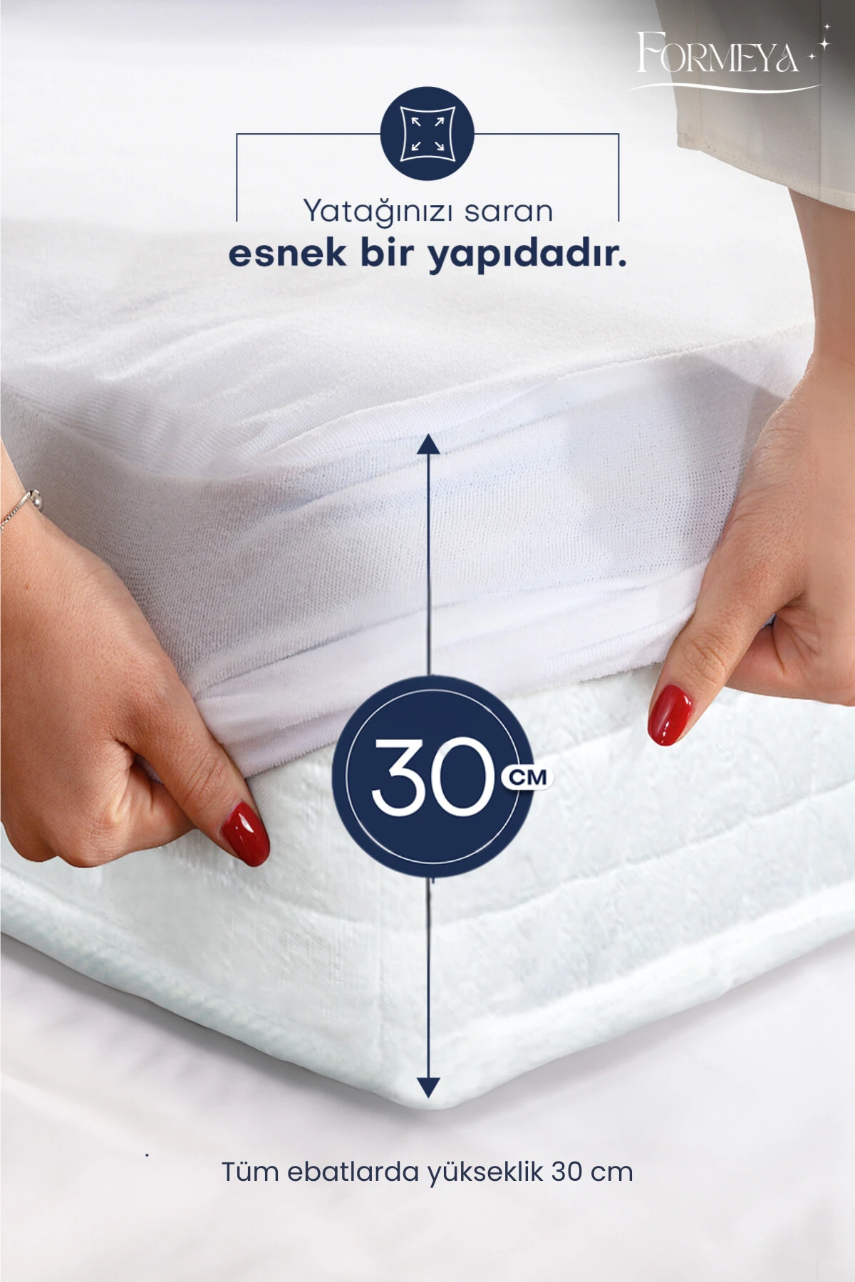 Set Beyaz Mikro Fitted Sıvı Geçirmez Alez ve 2 Adet Yastık Alezi (9 Ebat)