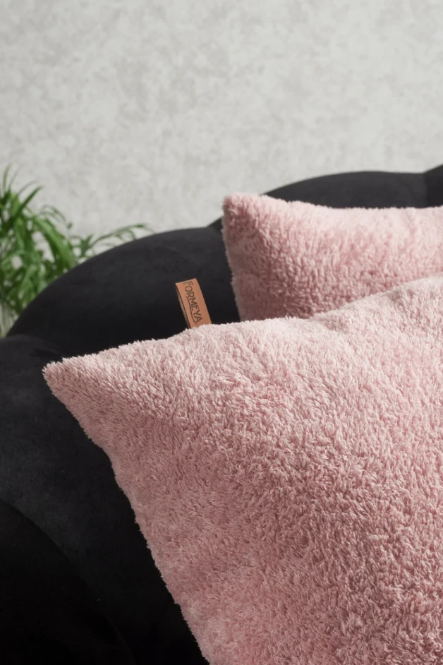 Çift Tarafı Wellsoft Kumaş 2'li 44x44 cm Hediyelik Dekoratif Pelüş Kırlent Kılıfı Yastık Kılıfı