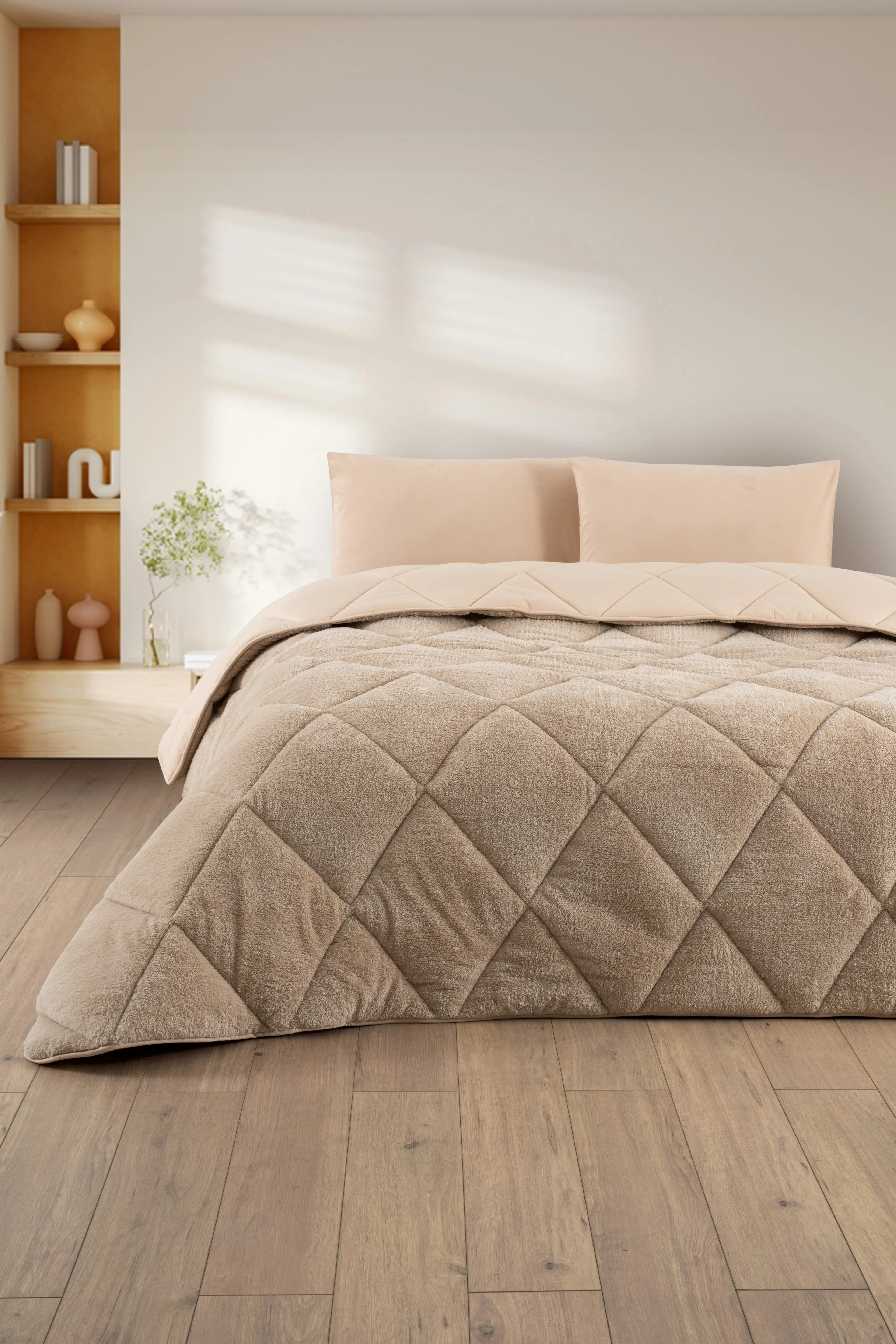 Çift Kişilik Lüx Bej Rengi Wellsoft Yorgan Çift Taraflı 195x215 cm