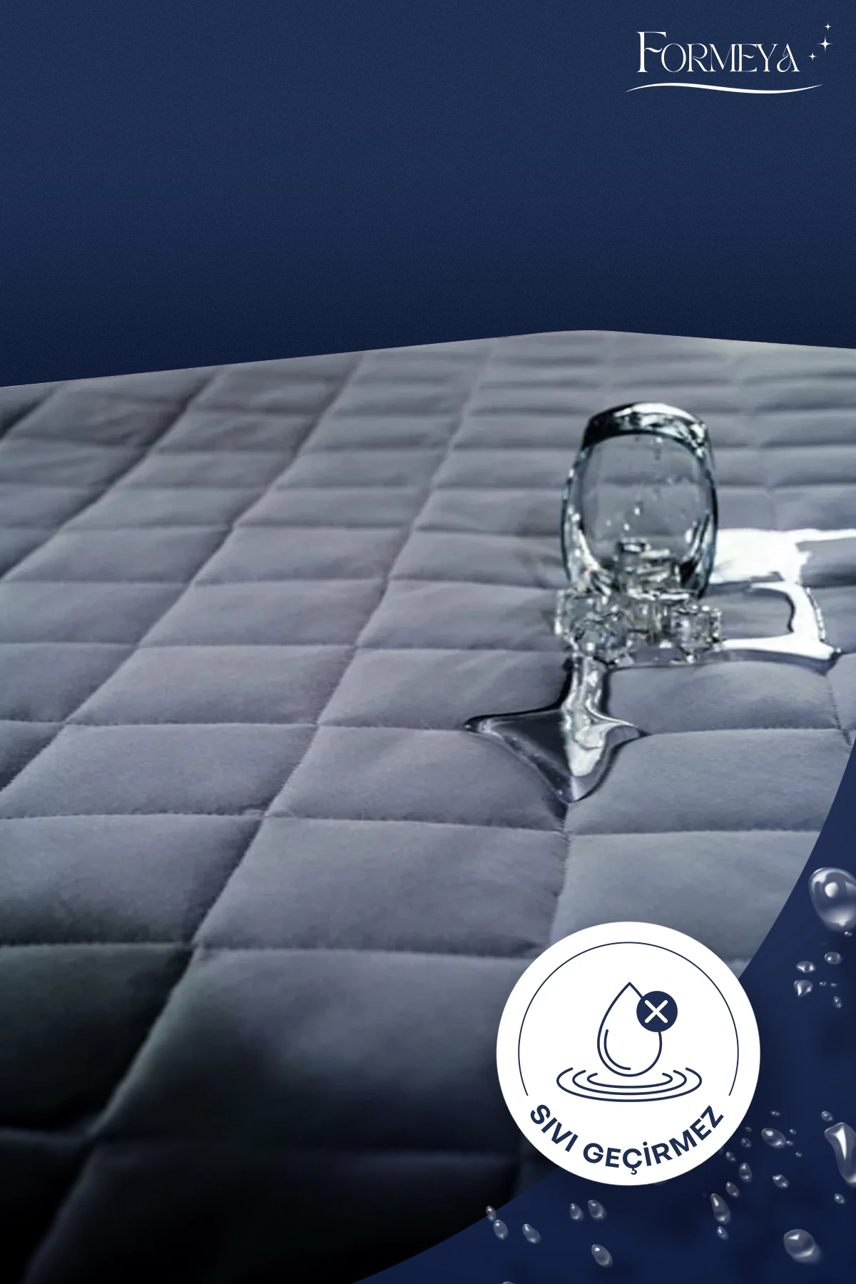 Pamukkale Gri Kapitone Sıvı Geçirmez Yatak Koruyucu Fitted Alez (15 Ebat)