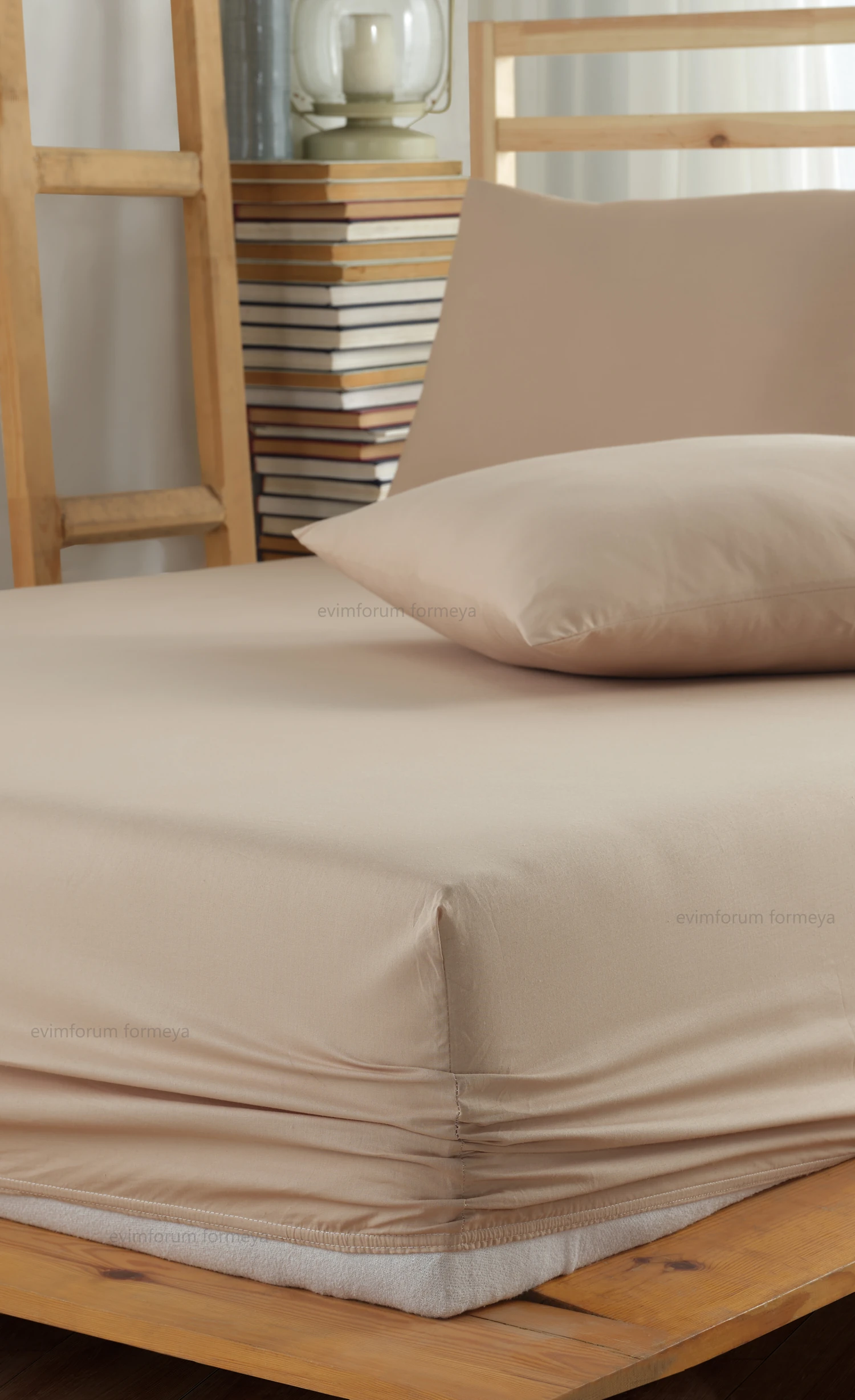 Lastikli Çarşaf Takımı %100 Pamuk Yastık Kılıflı Ranforce Kumaş Kahverengi