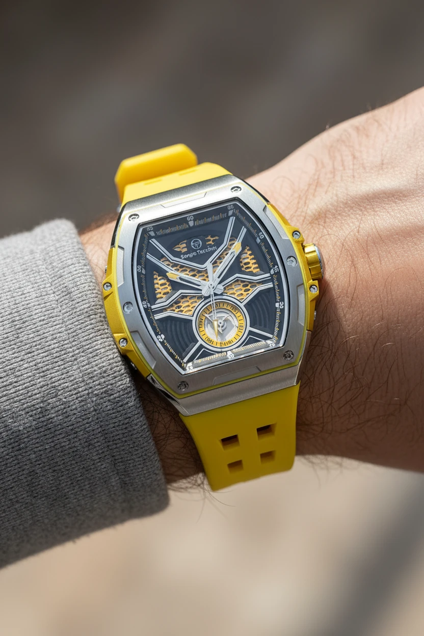 Sergio Tacchini Sarı Silikon Kordon Erkek Kol Saati L.ST.2.10001-1