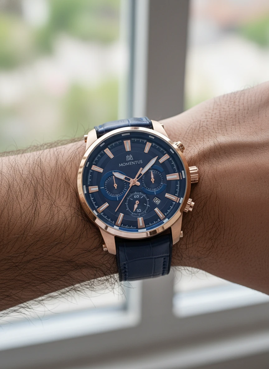 Momentus Lacivert Deri Kordon Erkek Kol Saati SC223R-11MR