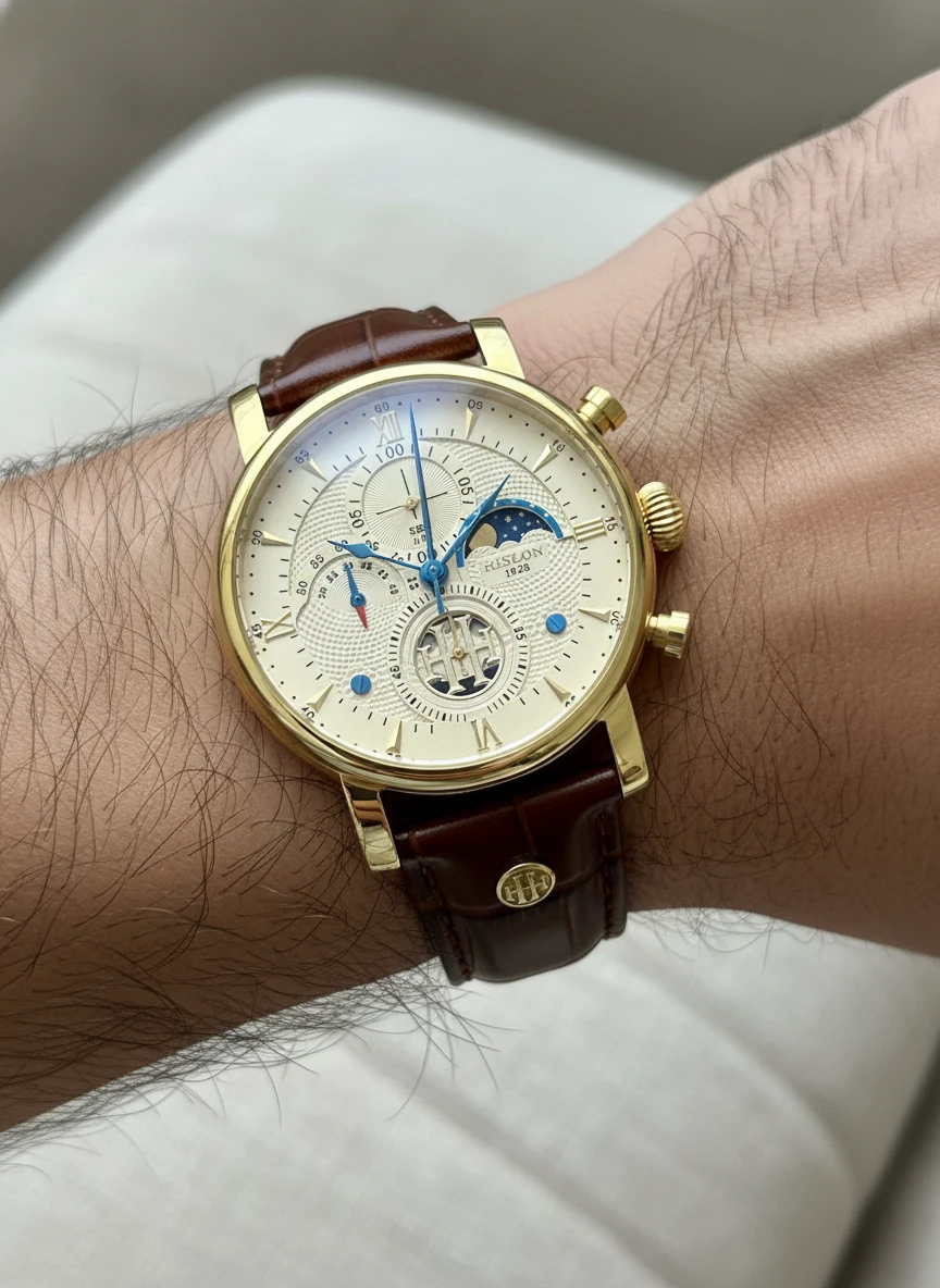 Hislon Kahverengi Deri Kordon Erkek Kol Saati TM105G-08KG