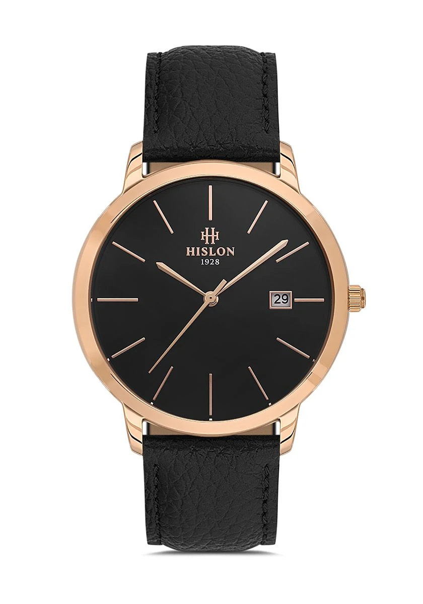 Hislon Siyah Deri Kordon Erkek Kol Saati CL161R-04BR