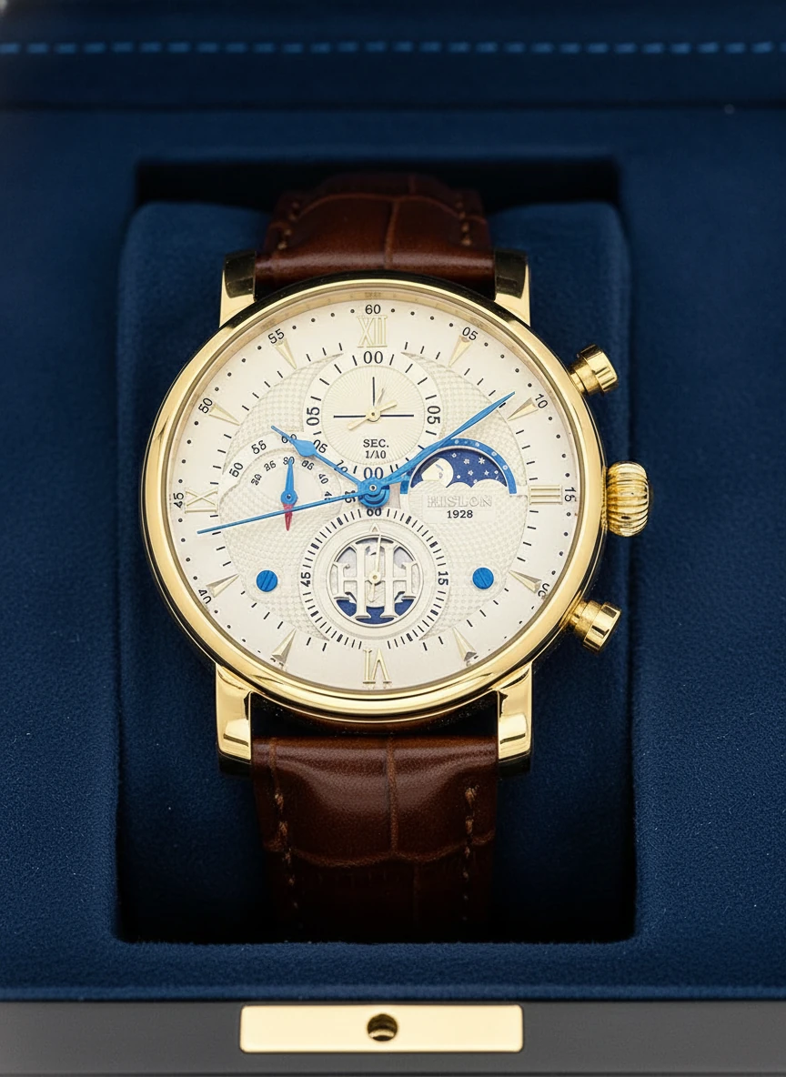 Hislon Kahverengi Deri Kordon Erkek Kol Saati TM105G-08KG