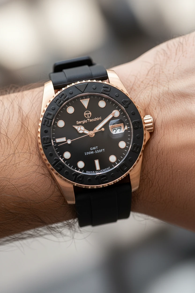 Sergio Tacchini Siyah Silikon Kordon Erkek Kol Saati L.ST.1.10429-5