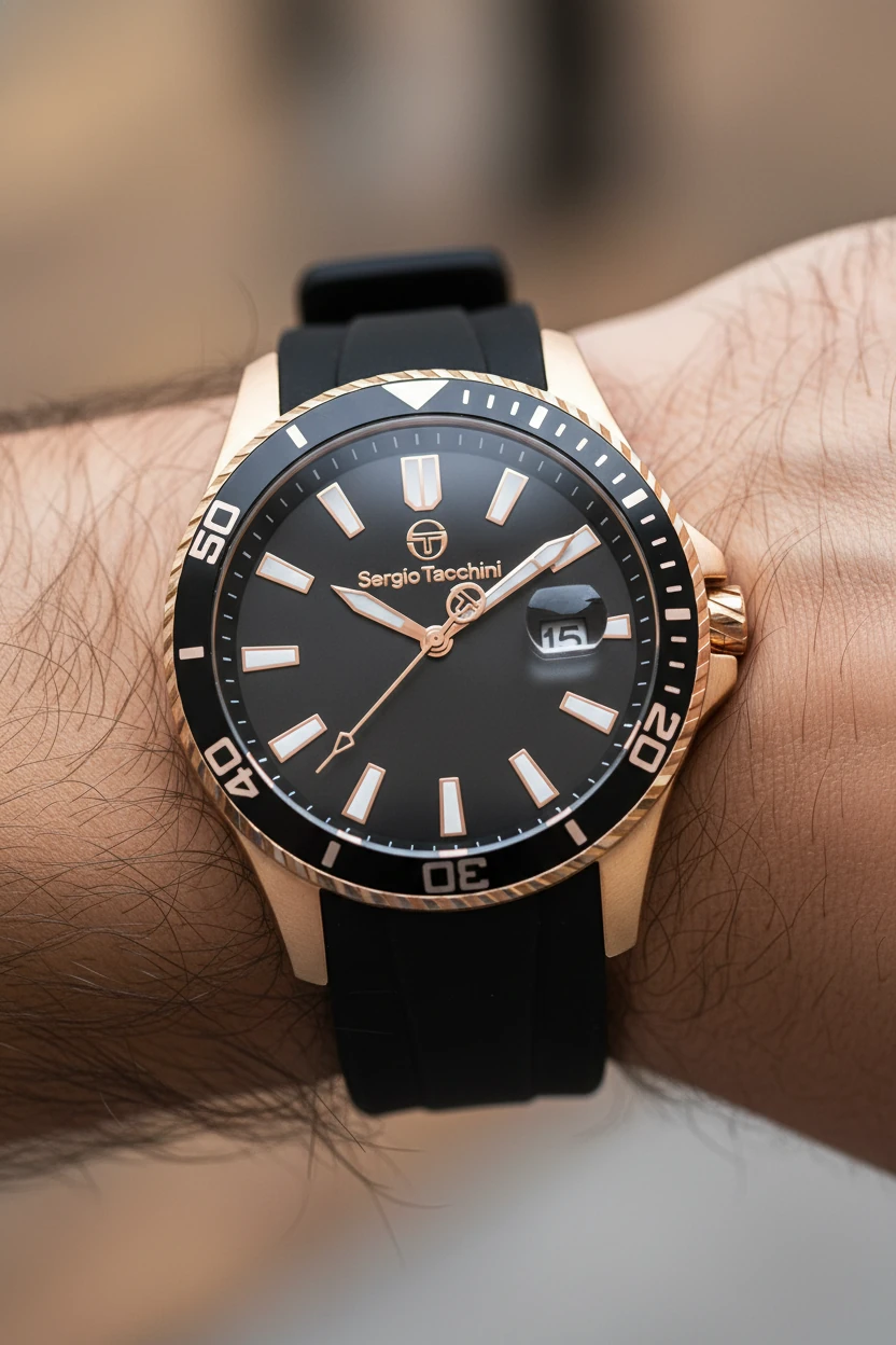 Sergio Tacchini Siyah Silikon Kordon Erkek Kol Saati L.ST.1.10361.3