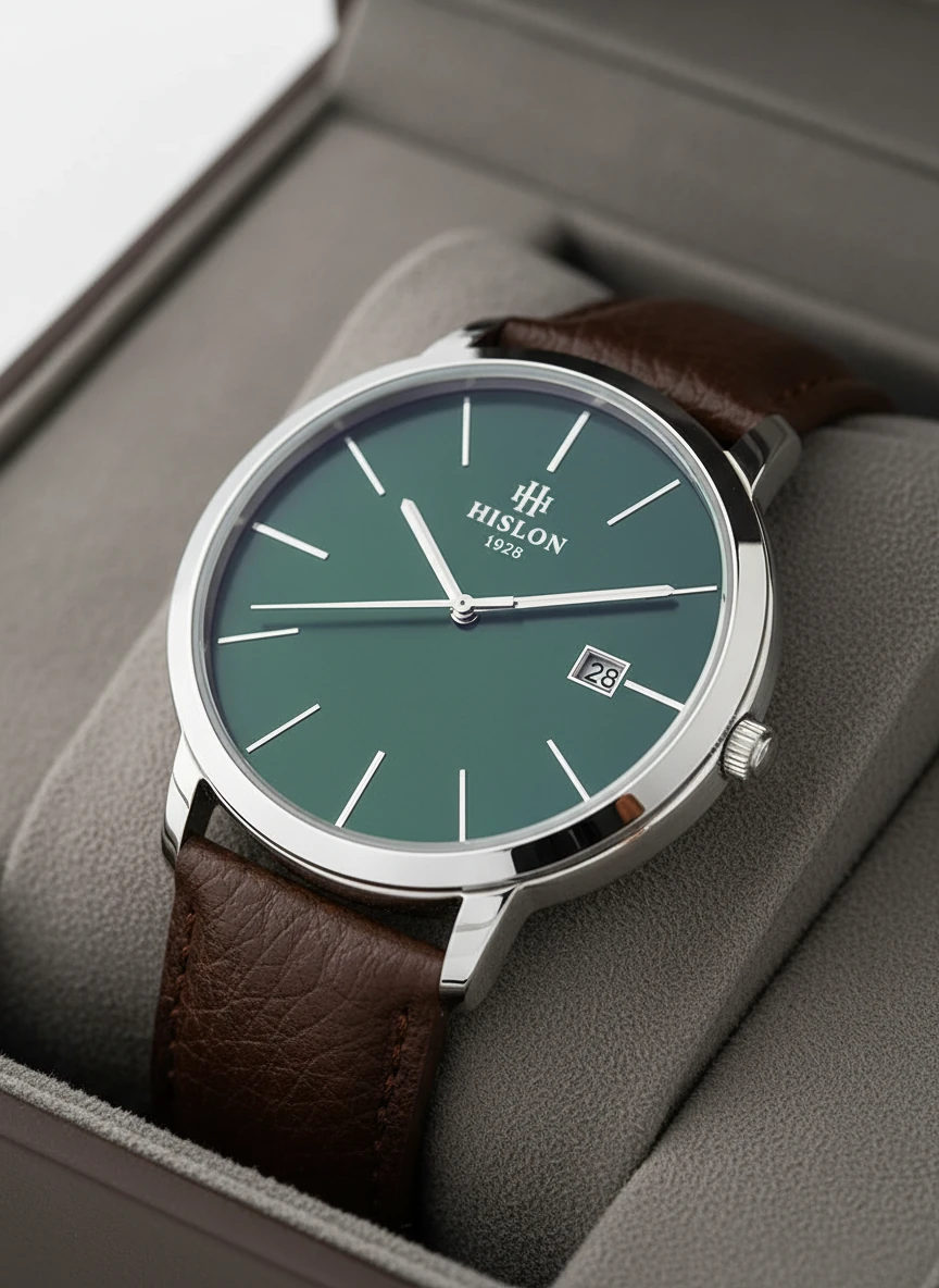 Hislon Kahverengi Deri Kordon Erkek Kol Saati CL161S-15KS