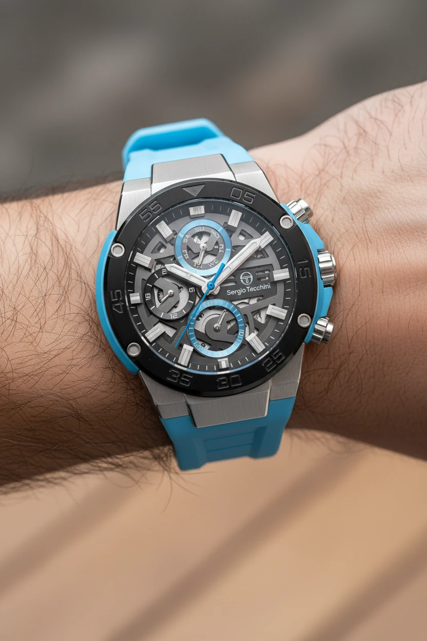 Sergio Tacchini Turkuaz Silikon Kordon Erkek Kol Saati L.ST.3.10006-4