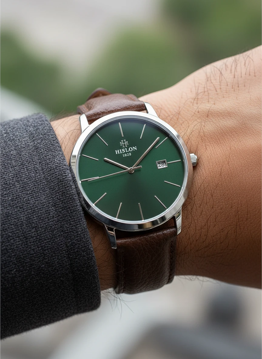 Hislon Kahverengi Deri Kordon Erkek Kol Saati CL161S-15KS