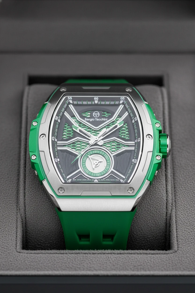 Sergio Tacchini Yeşil Silikon Kordon Erkek Kol Saati L.ST.2.10001-3