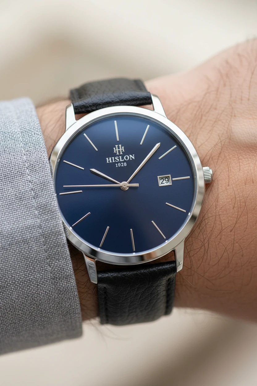 Hislon Siyah Deri Kordon Erkek Kol Saati CL161S-11BS