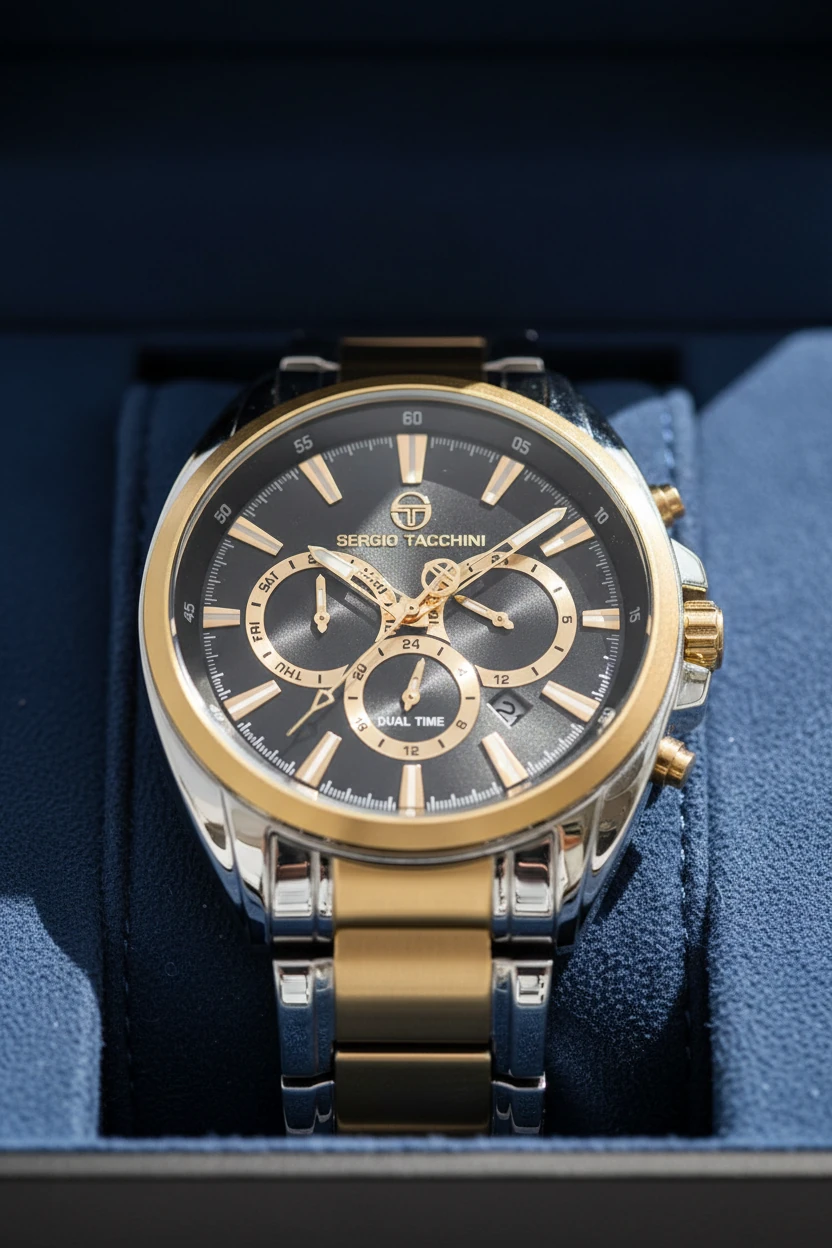 Sergio Tacchini Gold Gümüş Çelik Kordon Erkek Kol Saati L.ST.1.10095.4