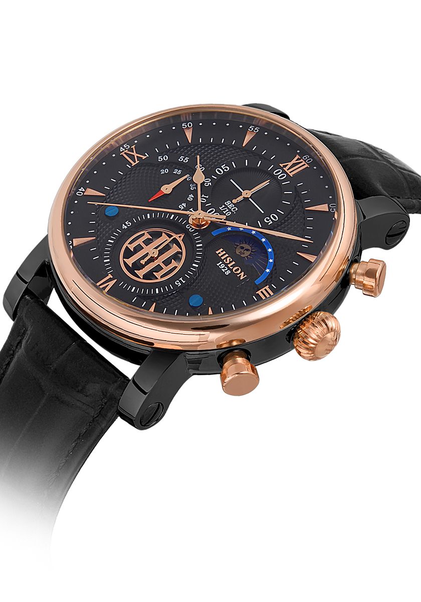 Hislon Siyah Deri Kordon Erkek Kol Saati TM105T-04BR