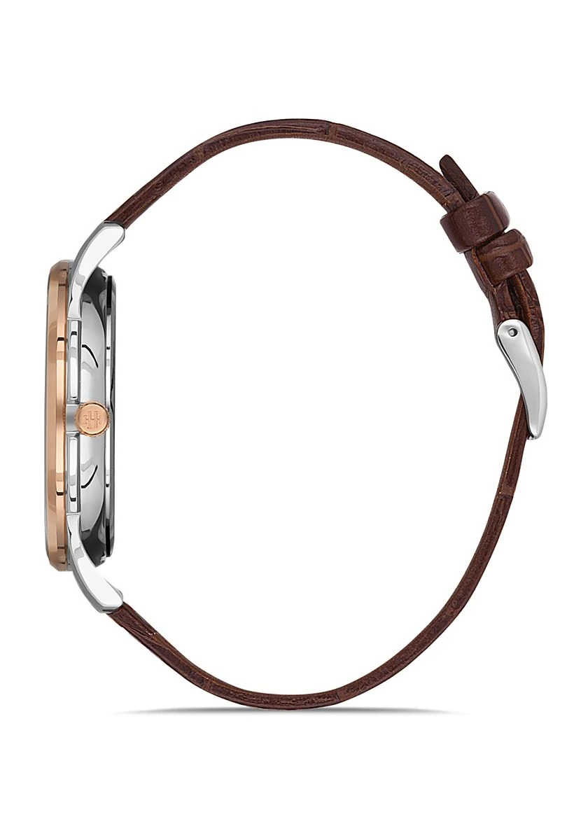 Hislon Kahverengi Deri Kordon Erkek Kol Saati CL120T-02KR