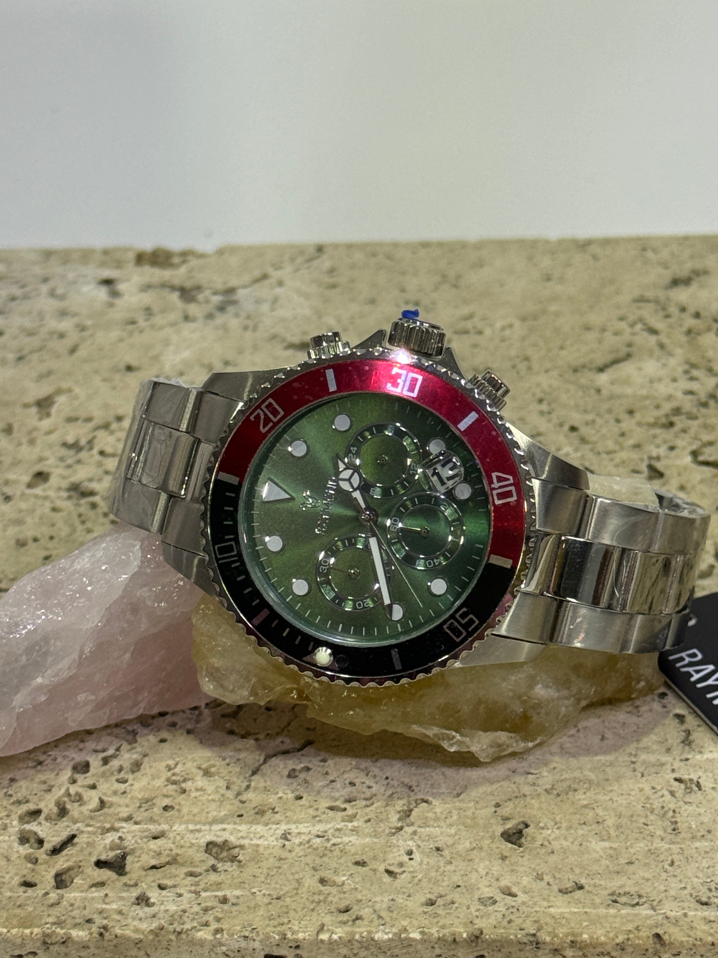 Raymond G81030M-REDGRN-SS-GREEN Erkek Kol Saati