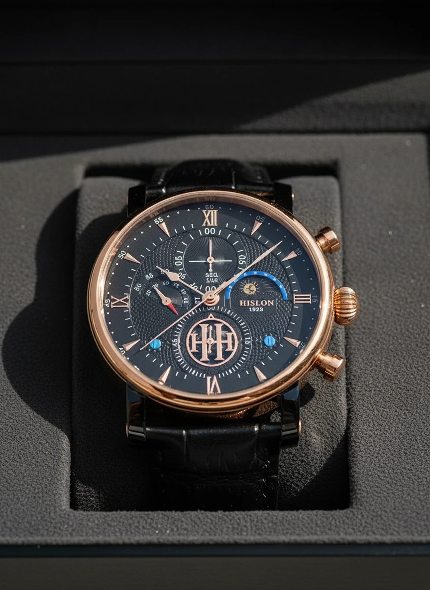 Hislon Siyah Deri Kordon Erkek Kol Saati TM105T-04BR