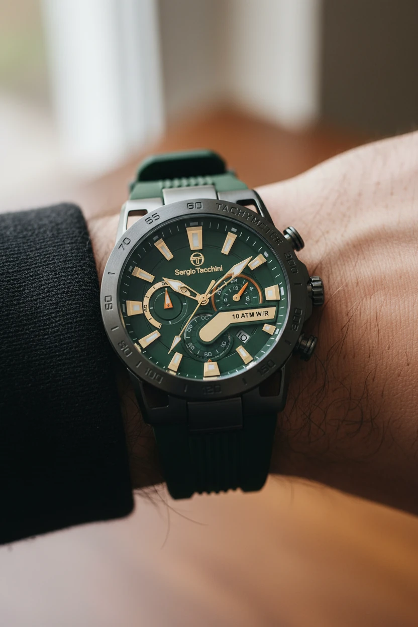 Sergio Tacchini Yeşil Silikon Kordon Erkek Kol Saati L.ST.1.10431-3