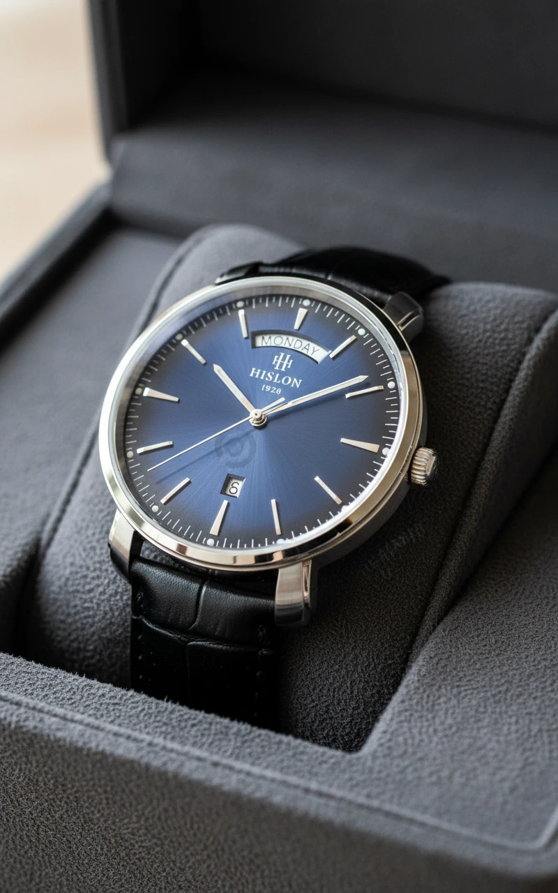 Hislon Siyah Deri Kordon Erkek Kol Saati CL203S-11BS