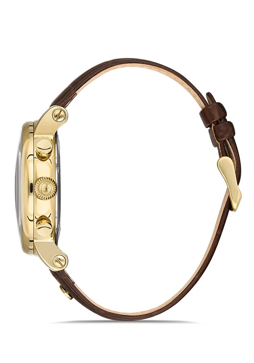 Hislon Kahverengi Deri Kordon Erkek Kol Saati TM105G-08KG