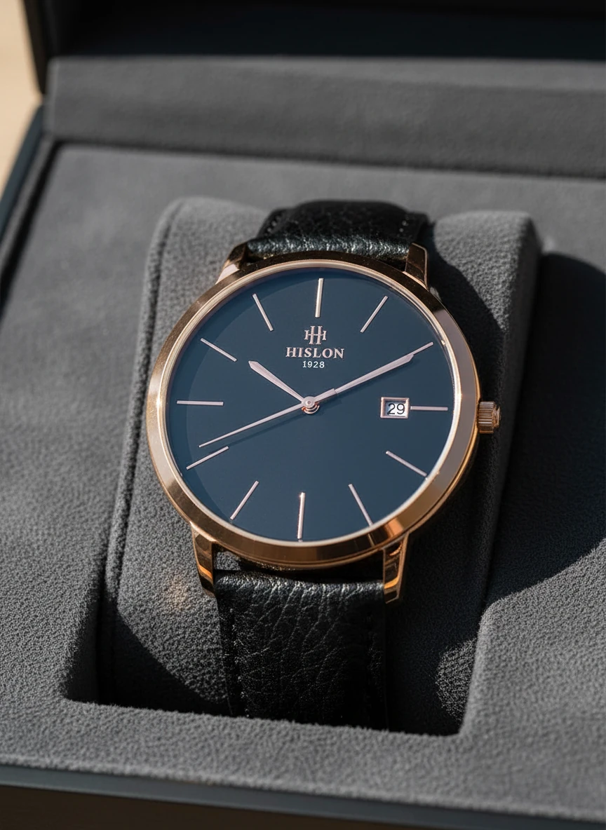 Hislon Siyah Deri Kordon Erkek Kol Saati CL161R-04BR