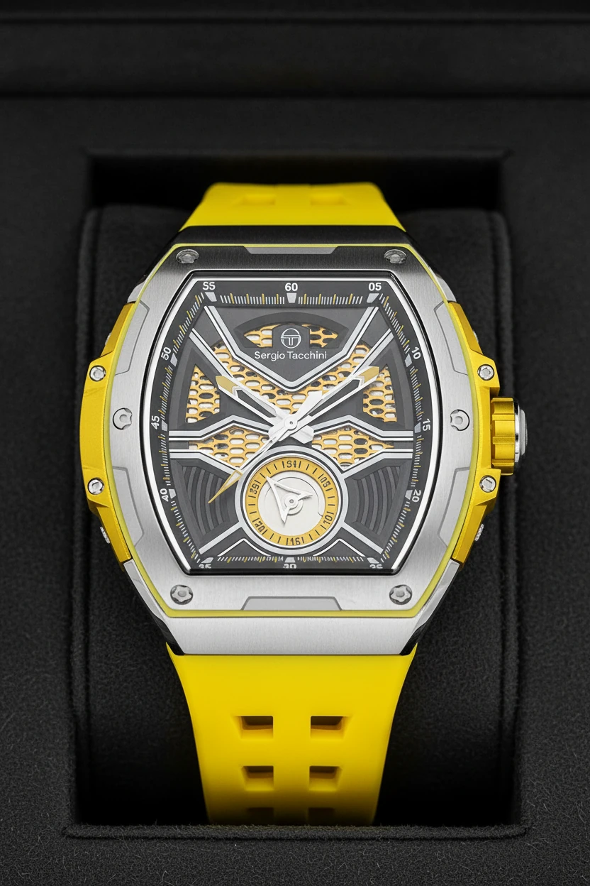 Sergio Tacchini Sarı Silikon Kordon Erkek Kol Saati L.ST.2.10001-1