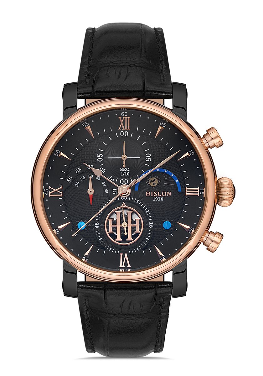 Hislon Siyah Deri Kordon Erkek Kol Saati TM105T-04BR