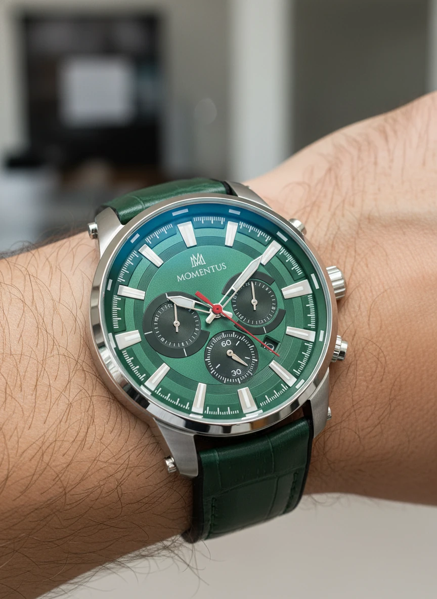 Momentus Yeşil Deri Kordon Erkek Kol Saati SC223S-15YS