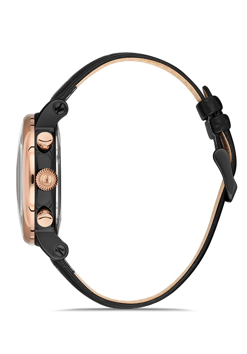 Hislon Siyah Deri Kordon Erkek Kol Saati TM105T-04BR