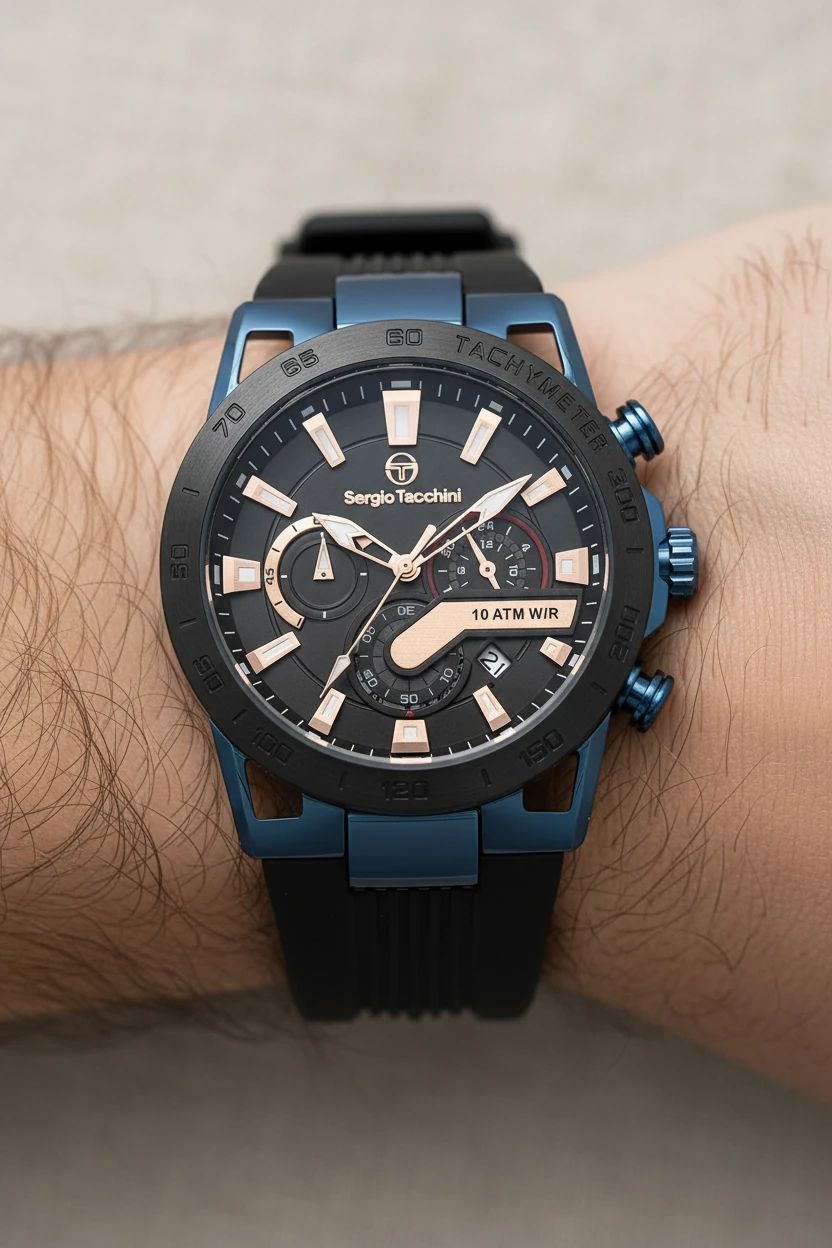 Sergio Tacchini Siyah Silikon Kordon Erkek Kol Saati L.ST.1.10431-2