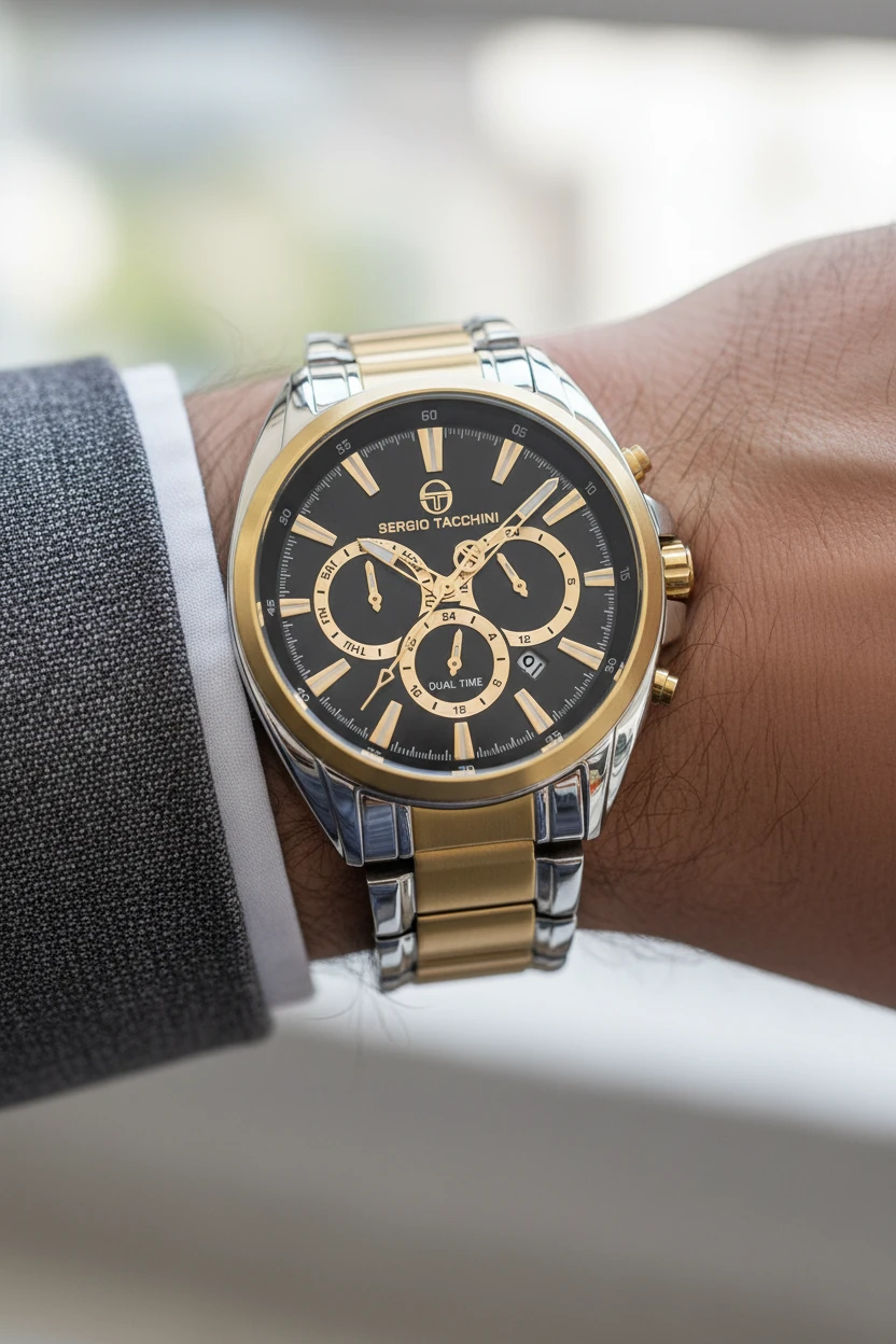 Sergio Tacchini Gold Gümüş Çelik Kordon Erkek Kol Saati L.ST.1.10095.4