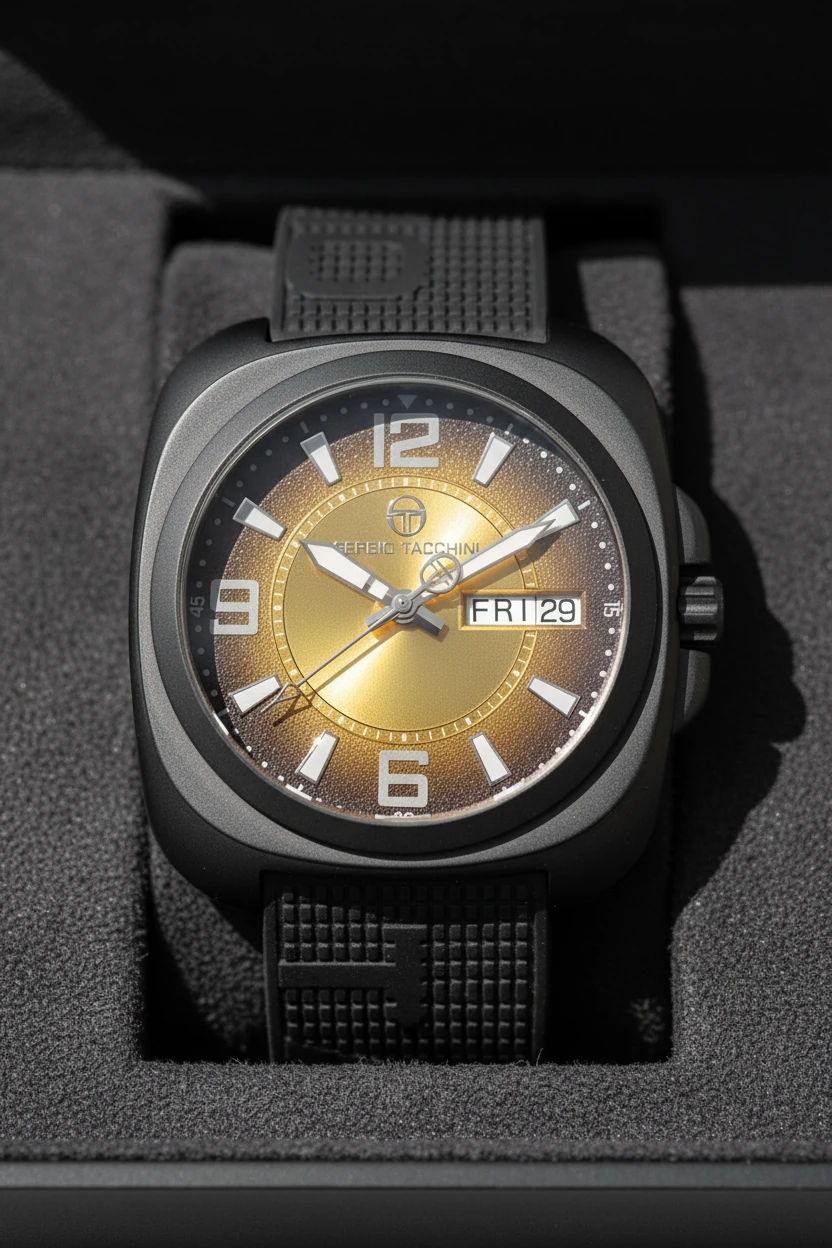 Sergio Tacchini Siyah Silikon Kordon Erkek Kol Saati L.ST.1.10092.2A