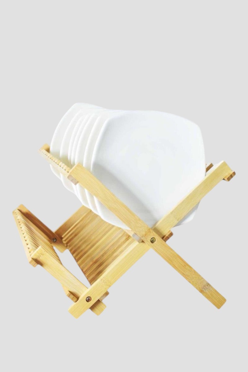 Bambu Katlanabilir Tabaklık Bulaşıklık Bulaşık Sepeti Kurutmalık