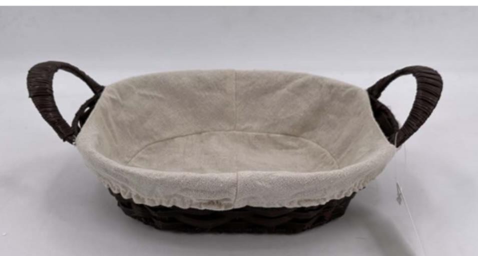 Hasır Ekmek Sepeti Oval Bezli 28 Cm
