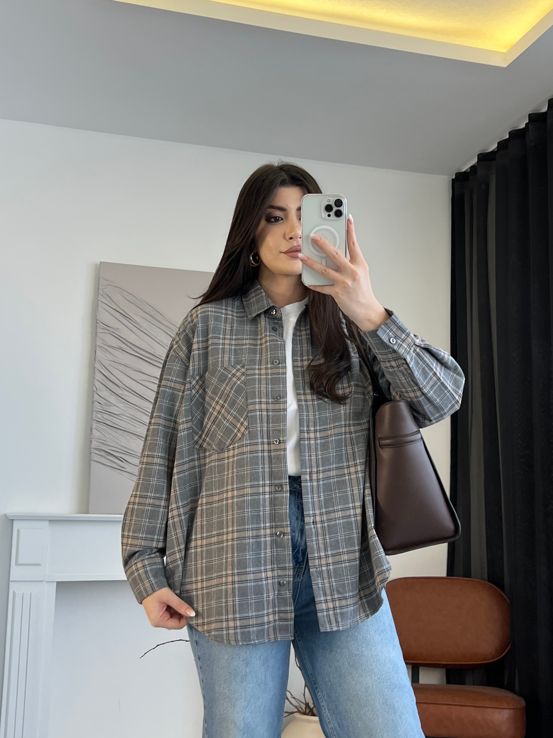 Ekose Desen Oversize Oduncu Gömlek