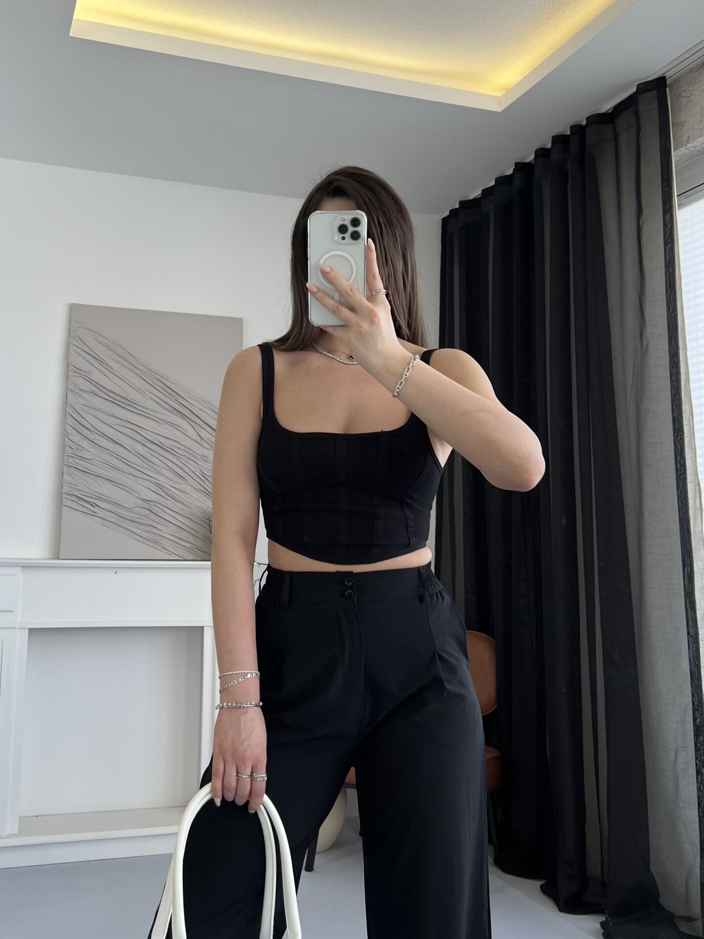 Korse Formlu Siyah Crop
