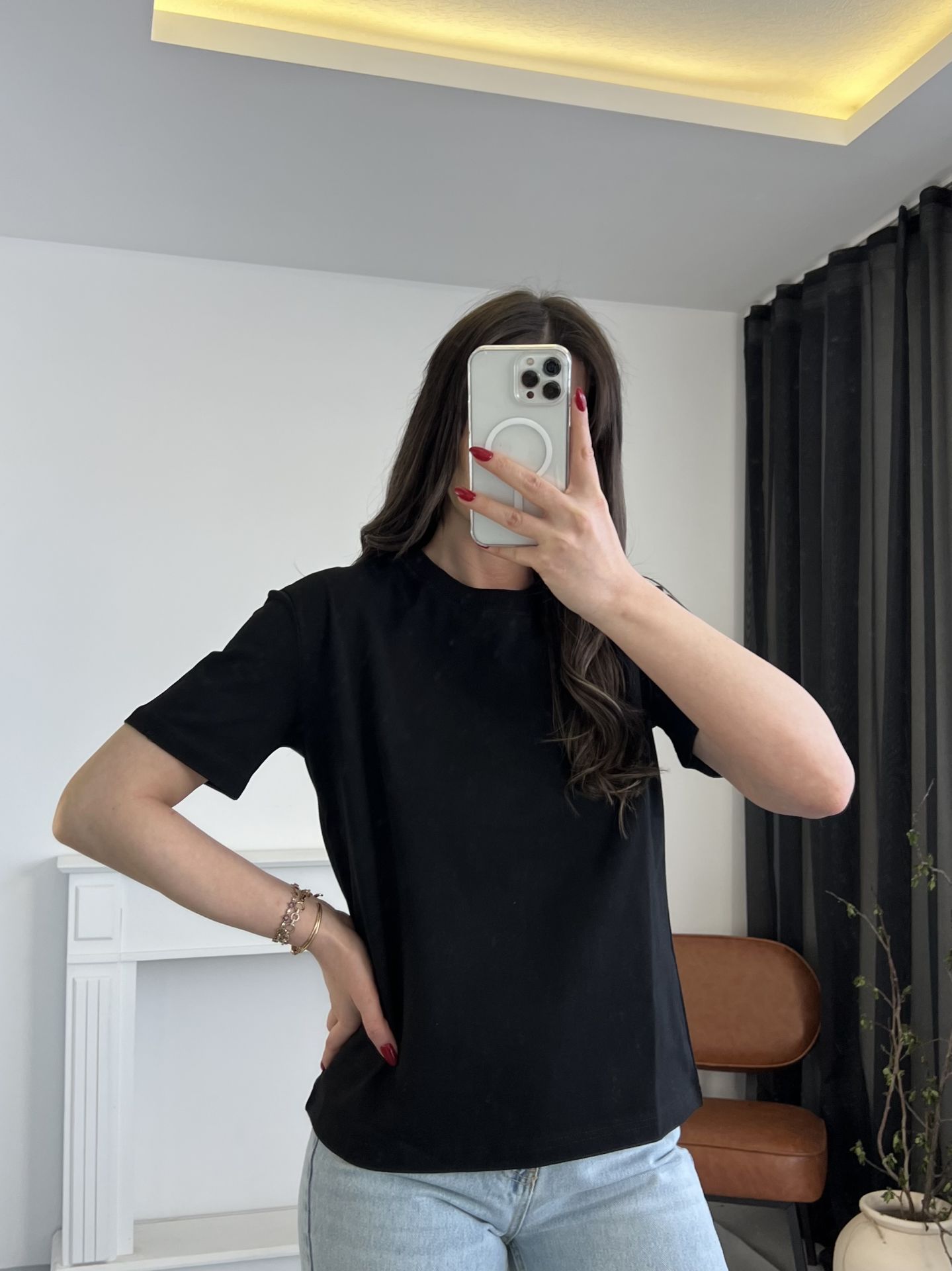 Tok Dokulu Siyah Tshirt