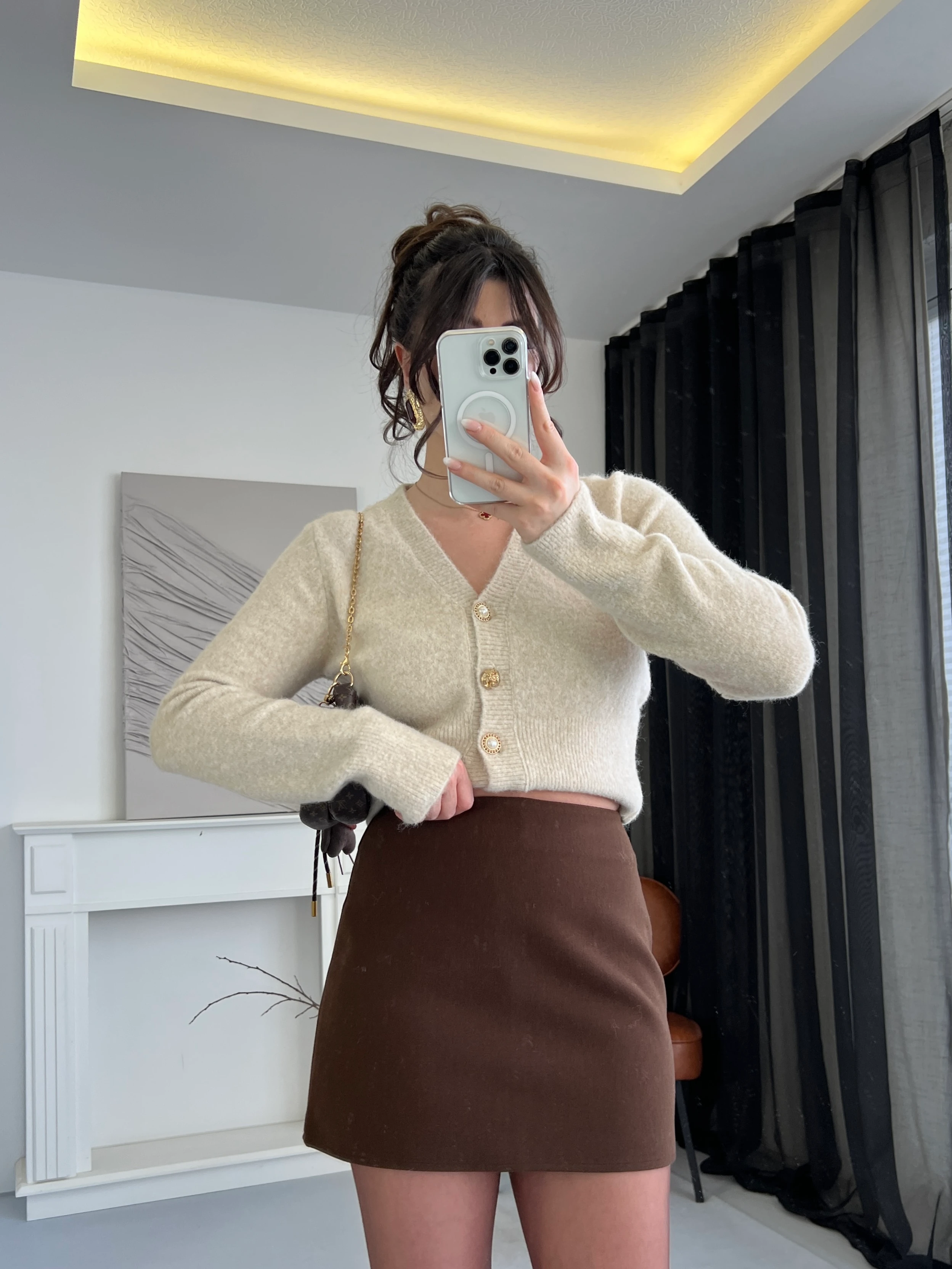 Kahverengi Mini Etek  - Kahverengi