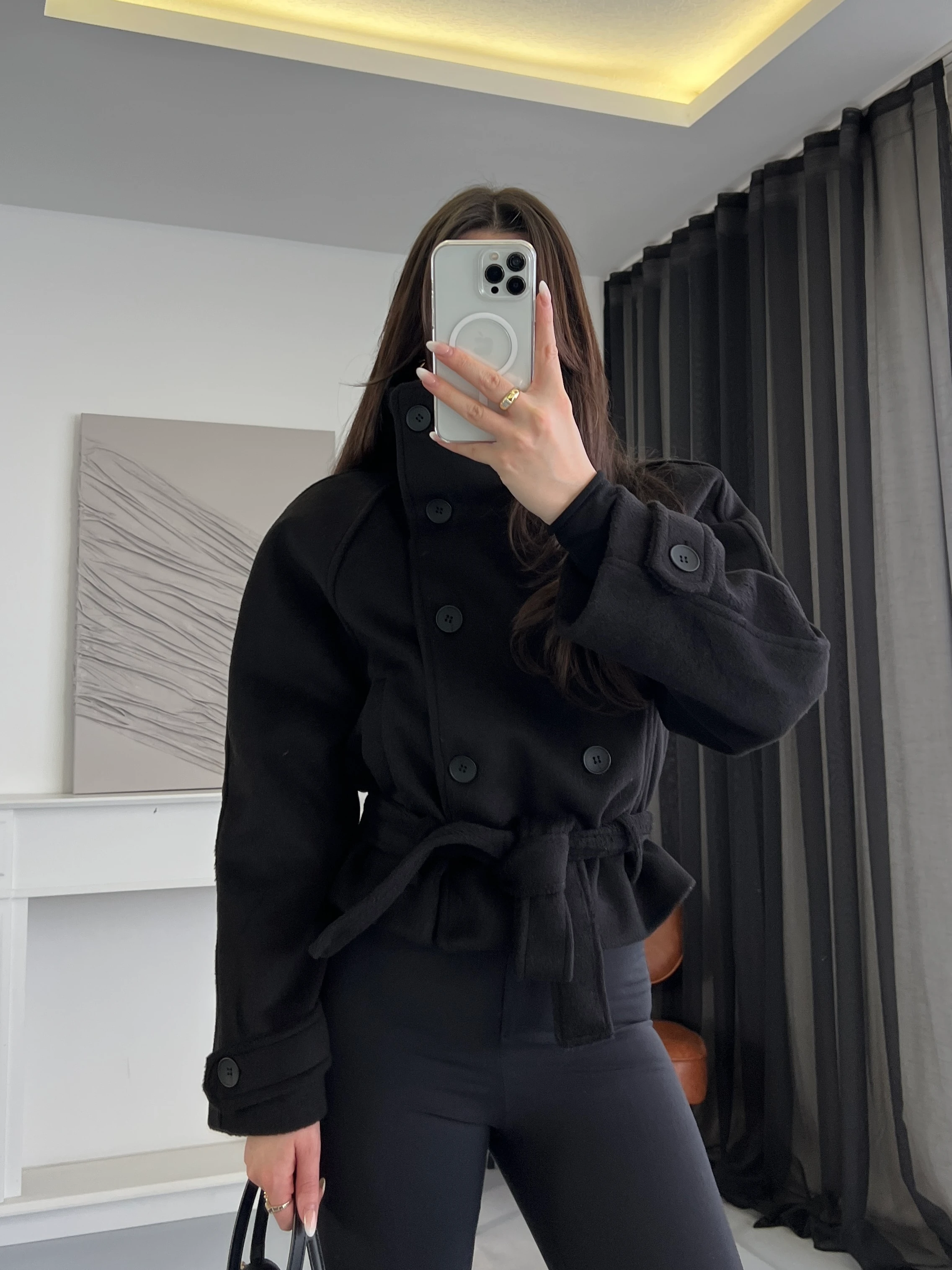 Kemerli Kısa Kaşe Kaban