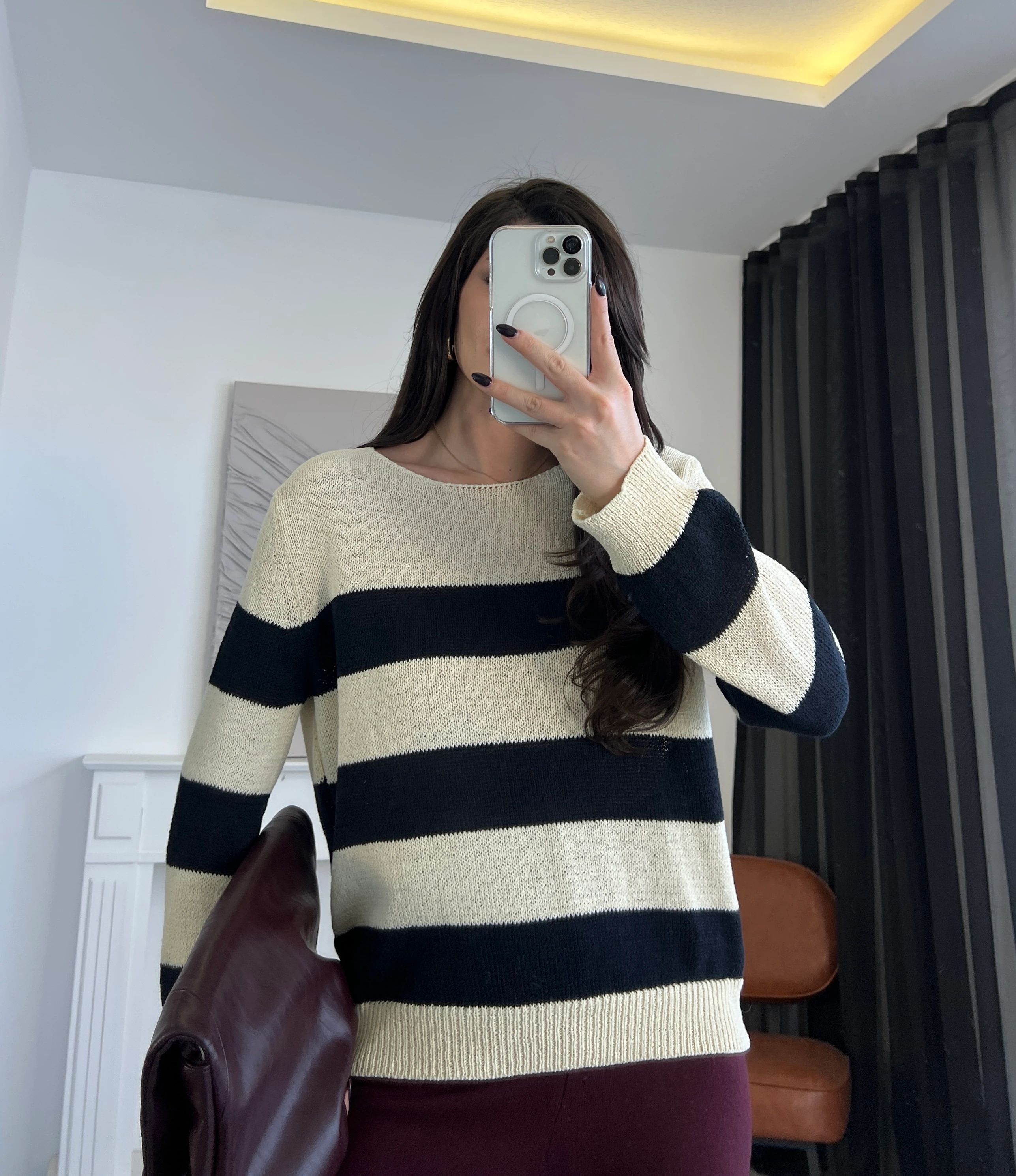 Oval yaka merserize triko bluz