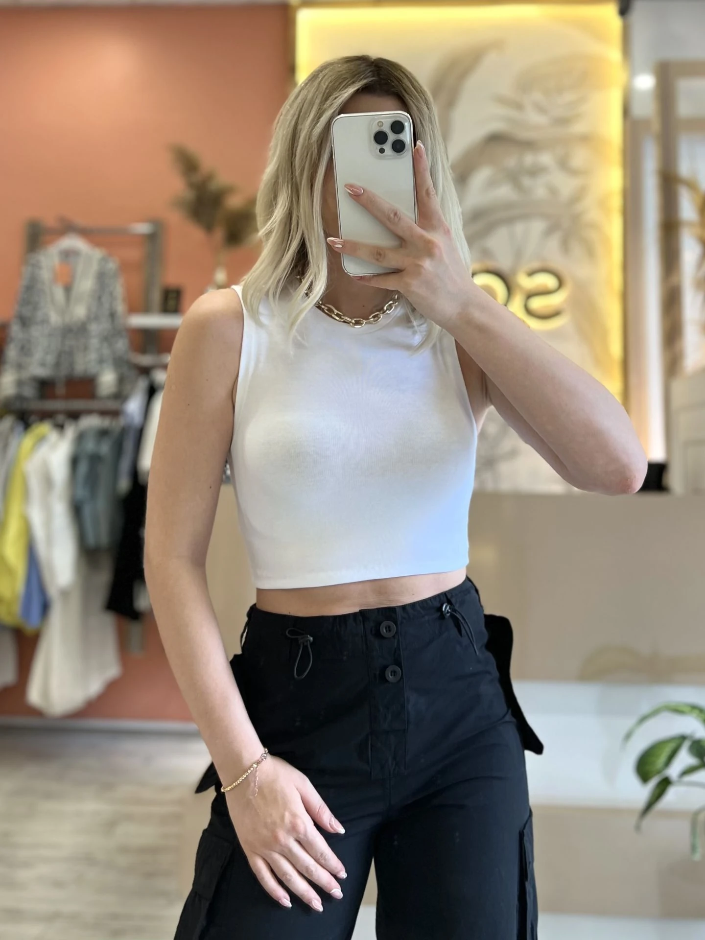 Beyaz Sıfır Kol Crop